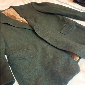 Oscar de la Renta Deep Green Wool-Cashmere Vintage Men’s Blazer - Size 40L